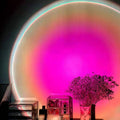 Sunset projection lamp glowing on a wall